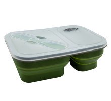 Контейнер силіконовий на 2 відділення Tramp (900ml) з ложкою-виделкою olive UTRC-090-olive