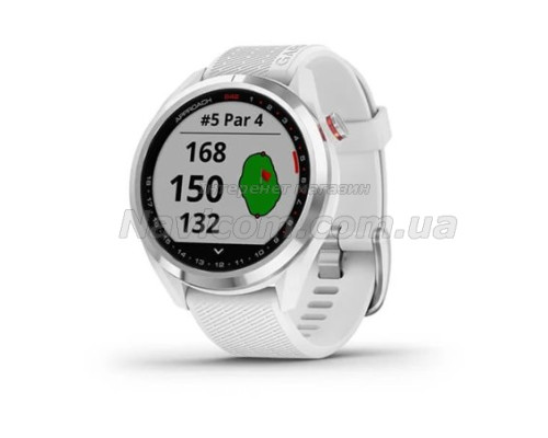 Смарт-годинник Garmin Approach S42 поліроване срібло з білим ремінцем