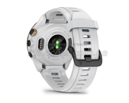 Смарт-годинник Garmin Approach S70 (42 мм) з чорним керамічним безелем та білим ремінцем