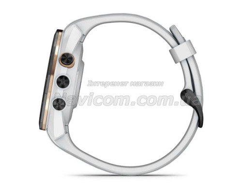 Смарт-годинник Garmin Approach S70 (42 мм) з чорним керамічним безелем та білим ремінцем