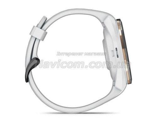 Смарт-годинник Garmin Approach S70 (42 мм) з чорним керамічним безелем та білим ремінцем