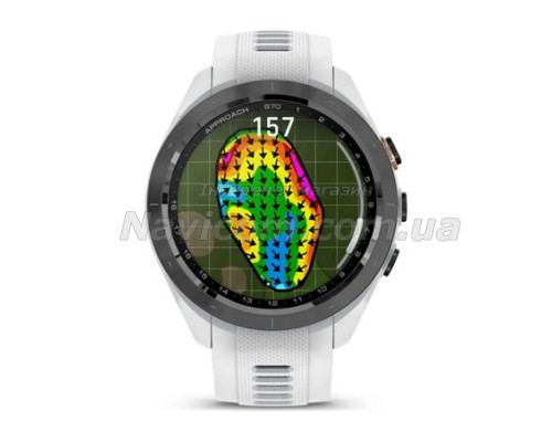 Смарт-годинник Garmin Approach S70 (42 мм) з чорним керамічним безелем та білим ремінцем