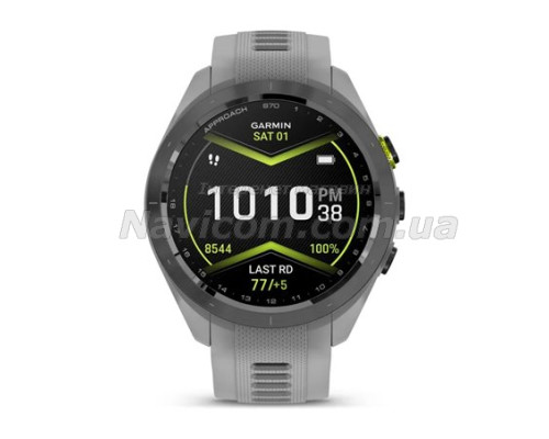 Смарт-годинник Garmin Approach S70 (42 мм) з чорним керамічним безелем та сірим ремінцем