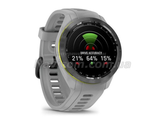 Смарт-годинник Garmin Approach S70 (42 мм) з чорним керамічним безелем та сірим ремінцем