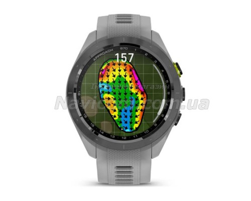 Смарт-годинник Garmin Approach S70 (42 мм) з чорним керамічним безелем та сірим ремінцем
