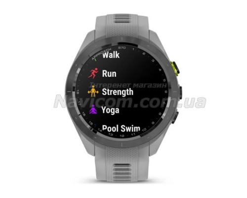 Смарт-годинник Garmin Approach S70 (42 мм) з чорним керамічним безелем та сірим ремінцем