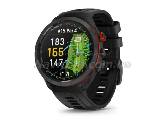 Смарт-годинник Garmin Approach S70 (47 мм) з чорним керамічним безелем та чорним ремінцем