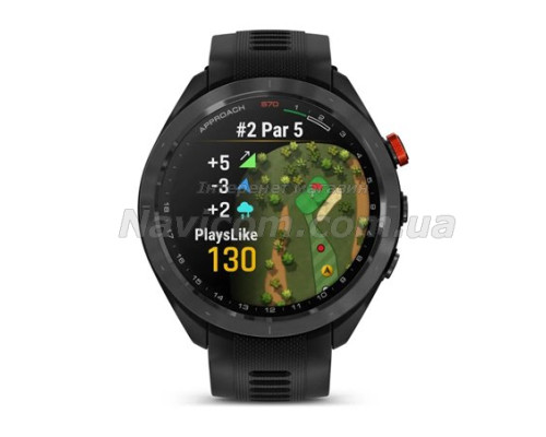 Смарт-годинник Garmin Approach S70 (47 мм) з чорним керамічним безелем та чорним ремінцем