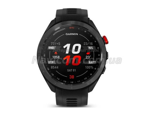 Смарт-годинник Garmin Approach S70 (47 мм) з чорним керамічним безелем та чорним ремінцем