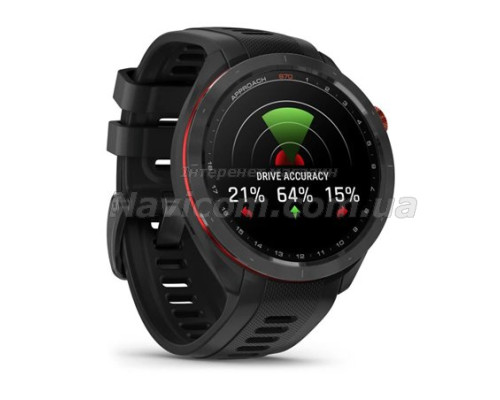 Смарт-годинник Garmin Approach S70 (47 мм) з чорним керамічним безелем та чорним ремінцем