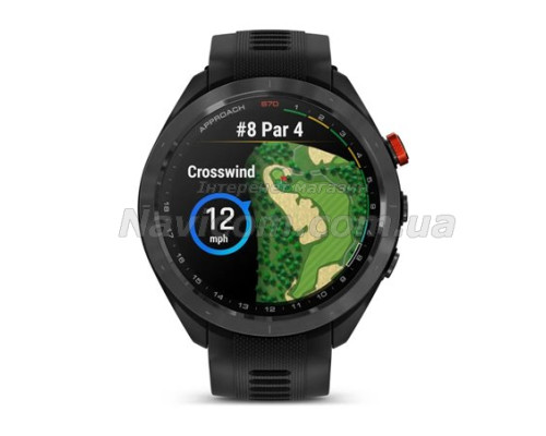 Смарт-годинник Garmin Approach S70 (47 мм) з чорним керамічним безелем та чорним ремінцем