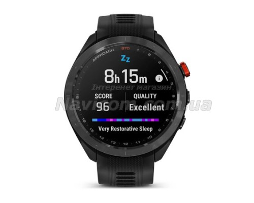 Смарт-годинник Garmin Approach S70 (47 мм) з чорним керамічним безелем та чорним ремінцем