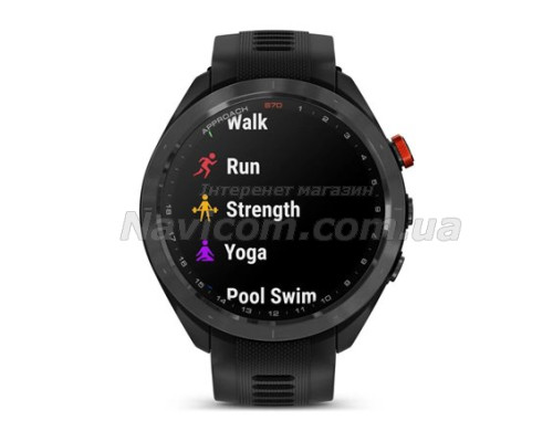 Смарт-годинник Garmin Approach S70 (47 мм) з чорним керамічним безелем та чорним ремінцем