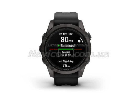 Смарт-годинник Garmin epix Pro (Gen 2) Sapphire Edition (42мм) карбоново-сірий титановий DLC з чорним ремінцем