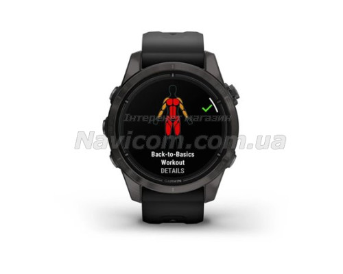 Смарт-годинник Garmin epix Pro (Gen 2) Sapphire Edition (42мм) карбоново-сірий титановий DLC з чорним ремінцем