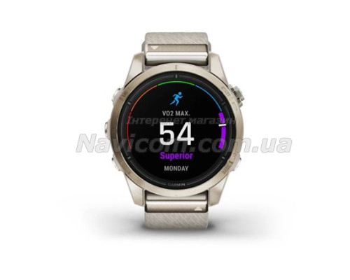 Смарт-годинник Garmin epix Pro (Gen 2) Sapphire Edition (42мм) ніжно-золотистий з нейлоновим ремінцем кремового кольору