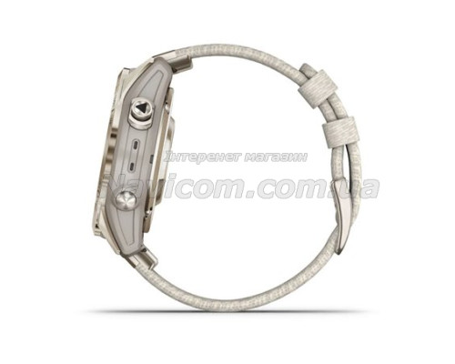 Смарт-годинник Garmin epix Pro (Gen 2) Sapphire Edition (42мм) ніжно-золотистий з нейлоновим ремінцем кремового кольору