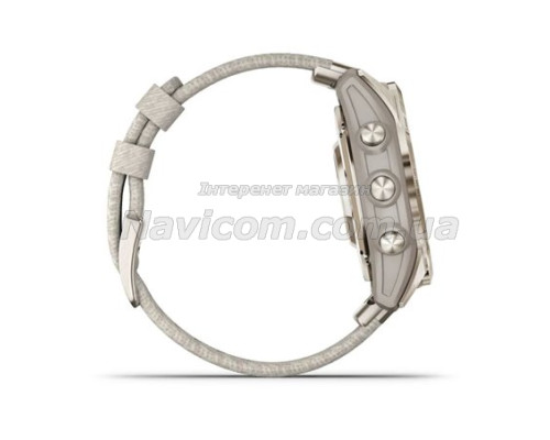 Смарт-годинник Garmin epix Pro (Gen 2) Sapphire Edition (42мм) ніжно-золотистий з нейлоновим ремінцем кремового кольору