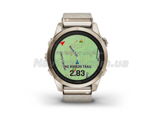 Смарт-годинник Garmin epix Pro (Gen 2) Sapphire Edition (42мм) ніжно-золотистий з нейлоновим ремінцем кремового кольору