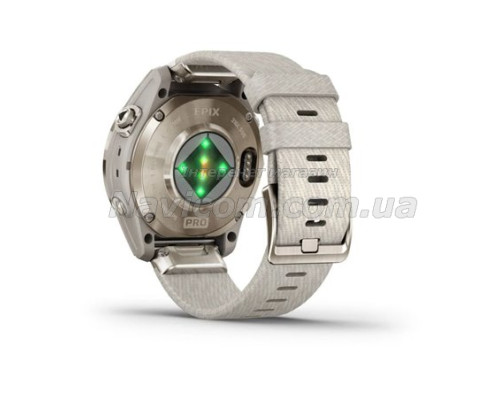 Смарт-годинник Garmin epix Pro (Gen 2) Sapphire Edition (42мм) ніжно-золотистий з нейлоновим ремінцем кремового кольору