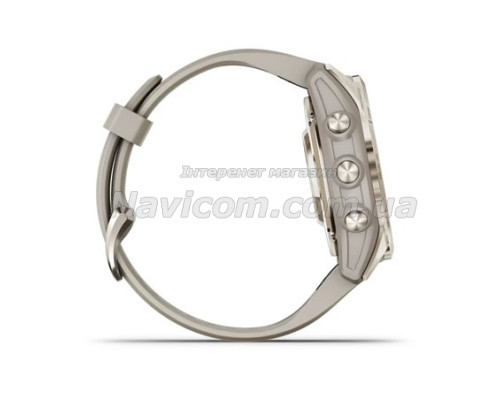 Смарт-годинник Garmin epix Pro (Gen 2) Sapphire Edition (42мм) ніжно-золотистий зі світло-пісочним ремінцем