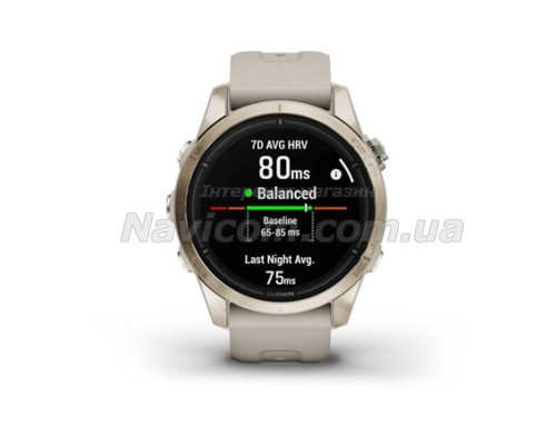 Смарт-годинник Garmin epix Pro (Gen 2) Sapphire Edition (42мм) ніжно-золотистий зі світло-пісочним ремінцем