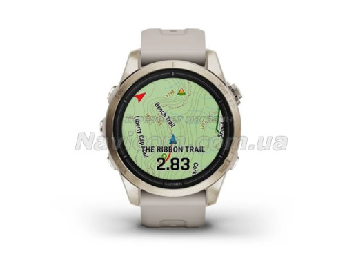 Смарт-годинник Garmin epix Pro (Gen 2) Sapphire Edition (42мм) ніжно-золотистий зі світло-пісочним ремінцем