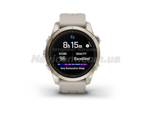 Смарт-годинник Garmin epix Pro (Gen 2) Sapphire Edition (42мм) ніжно-золотистий зі світло-пісочним ремінцем