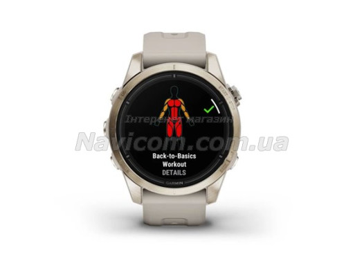 Смарт-годинник Garmin epix Pro (Gen 2) Sapphire Edition (42мм) ніжно-золотистий зі світло-пісочним ремінцем