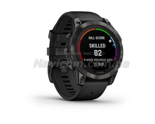Смарт-годинник Garmin fenix 7 Pro Sapphire Solar Edition карбоново-сірий титановий DLC з чорним ремінцем