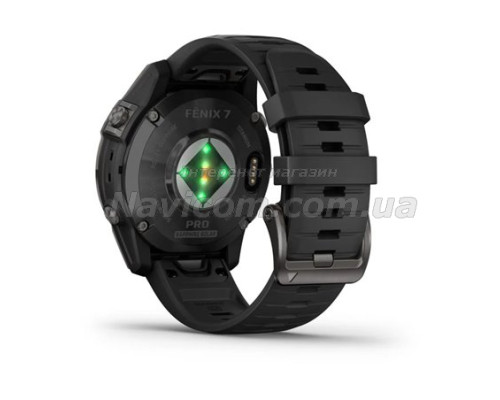 Смарт-годинник Garmin fenix 7 Pro Sapphire Solar Edition карбоново-сірий титановий DLC з чорним ремінцем