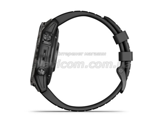 Смарт-годинник Garmin fenix 7 Pro Sapphire Solar Edition карбоново-сірий титановий DLC з чорним ремінцем