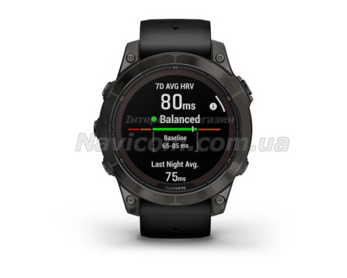 Смарт-годинник Garmin fenix 7 Pro Sapphire Solar Edition карбоново-сірий титановий DLC з чорним ремінцем