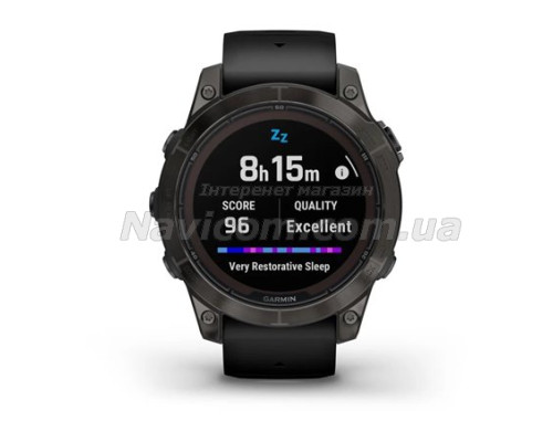 Смарт-годинник Garmin fenix 7 Pro Sapphire Solar Edition карбоново-сірий титановий DLC з чорним ремінцем