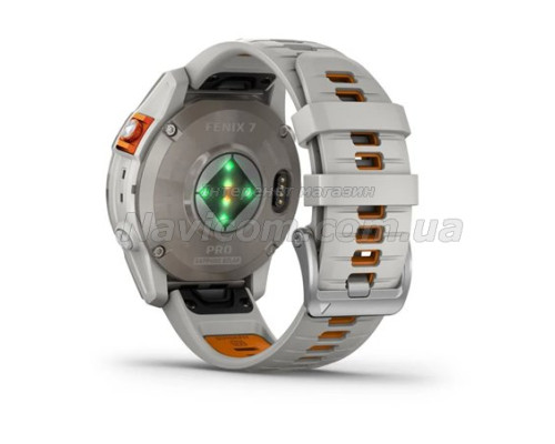 Смарт-годинник Garmin fenix 7 Pro Sapphire Solar Edition титановий з туманно-сірим/темно-помаранчевим ремінцем