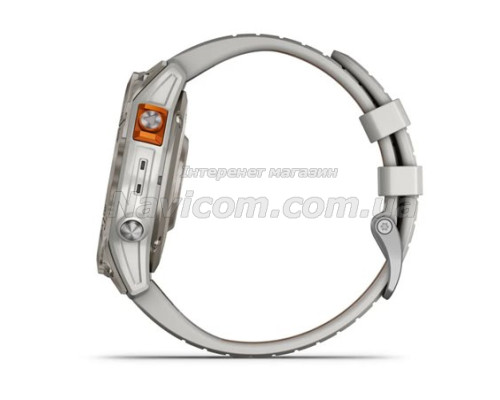 Смарт-годинник Garmin fenix 7 Pro Sapphire Solar Edition титановий з туманно-сірим/темно-помаранчевим ремінцем