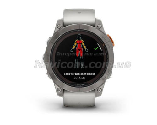 Смарт-годинник Garmin fenix 7 Pro Sapphire Solar Edition титановий з туманно-сірим/темно-помаранчевим ремінцем