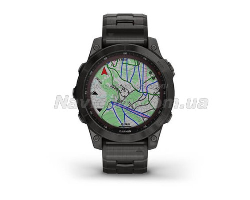 Смарт-годинник Garmin fenix 7 Sapphire Solar карбоново-сірий титановий DLC з титановим вентильованим браслетом