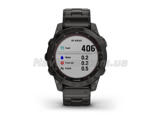Смарт-годинник Garmin fenix 7 Sapphire Solar карбоново-сірий титановий DLC з титановим вентильованим браслетом