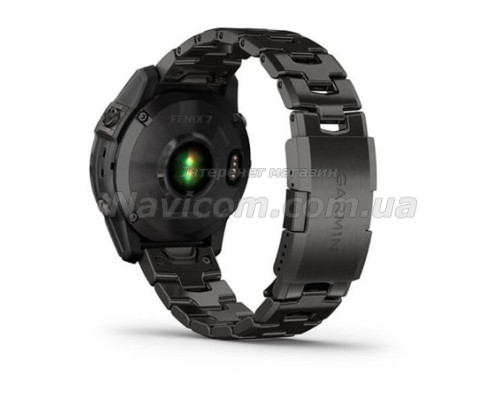 Смарт-годинник Garmin fenix 7 Sapphire Solar карбоново-сірий титановий DLC з титановим вентильованим браслетом