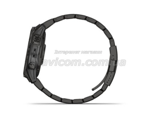 Смарт-годинник Garmin fenix 7 Sapphire Solar карбоново-сірий титановий DLC з титановим вентильованим браслетом