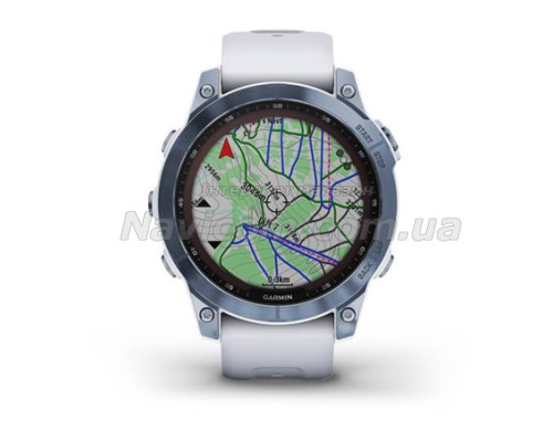 Смарт-годинник Garmin fenix 7 Sapphire Solar мінерально-синій титановий DLC з ремінцем кольору білого каменю