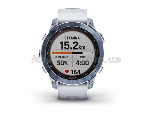 Смарт-годинник Garmin fenix 7 Sapphire Solar мінерально-синій титановий DLC з ремінцем кольору білого каменю