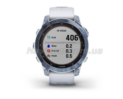 Смарт-годинник Garmin fenix 7 Sapphire Solar мінерально-синій титановий DLC з ремінцем кольору білого каменю