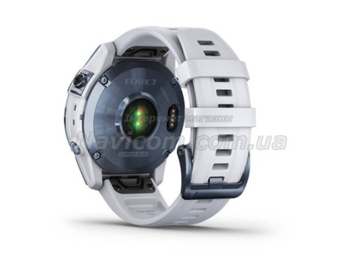 Смарт-годинник Garmin fenix 7 Sapphire Solar мінерально-синій титановий DLC з ремінцем кольору білого каменю