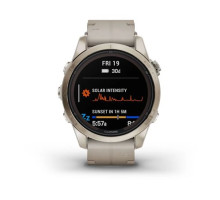 Смарт-годинник Garmin fenix 7S Pro Sapphire Solar Edition ніжно-золотистий зі шкіряним ремінцем кольору вапняка