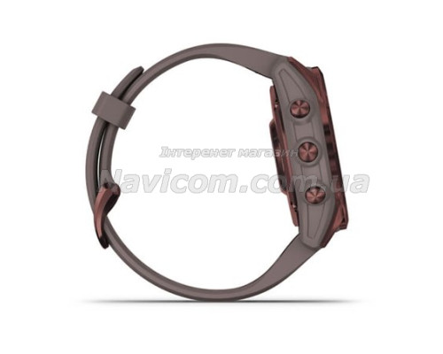 Смарт-годинник Garmin fenix 7S Sapphire Solar темно-бронзовий титановий з глиняно-сірим ремінцем