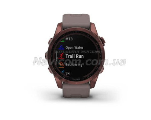 Смарт-годинник Garmin fenix 7S Sapphire Solar темно-бронзовий титановий з глиняно-сірим ремінцем