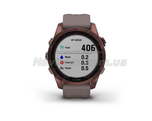 Смарт-годинник Garmin fenix 7S Sapphire Solar темно-бронзовий титановий з глиняно-сірим ремінцем