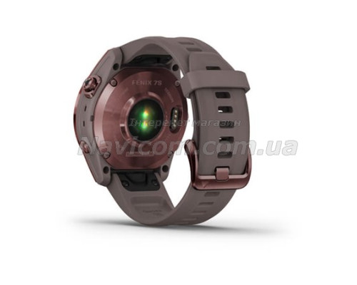 Смарт-годинник Garmin fenix 7S Sapphire Solar темно-бронзовий титановий з глиняно-сірим ремінцем